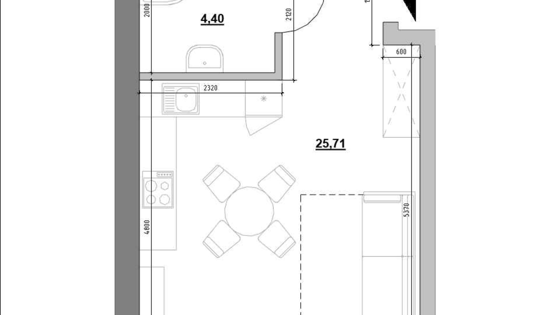 Планировка 1-комнатной квартиры в ЖК Компаньон 30.11 м², фото 714232