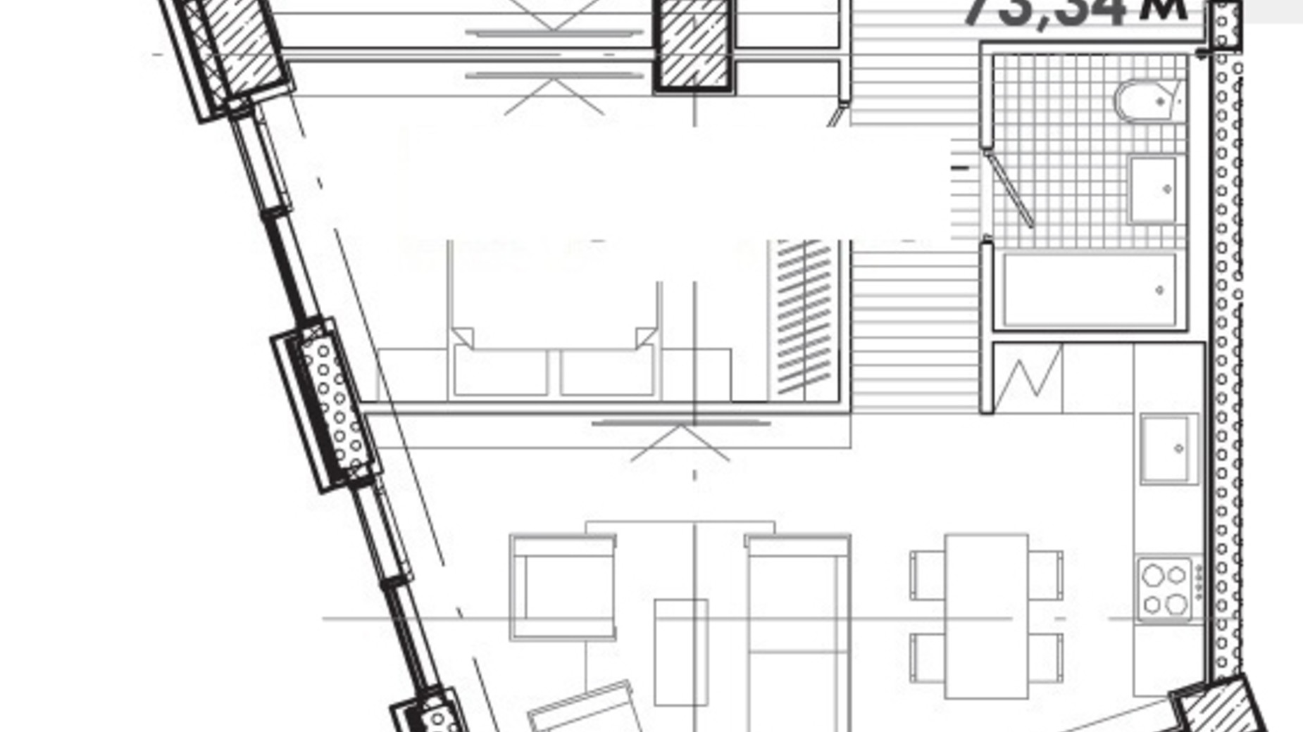 Планировка 1-комнатной квартиры в МФК Ermolaev Center 73.34 м², фото 714654