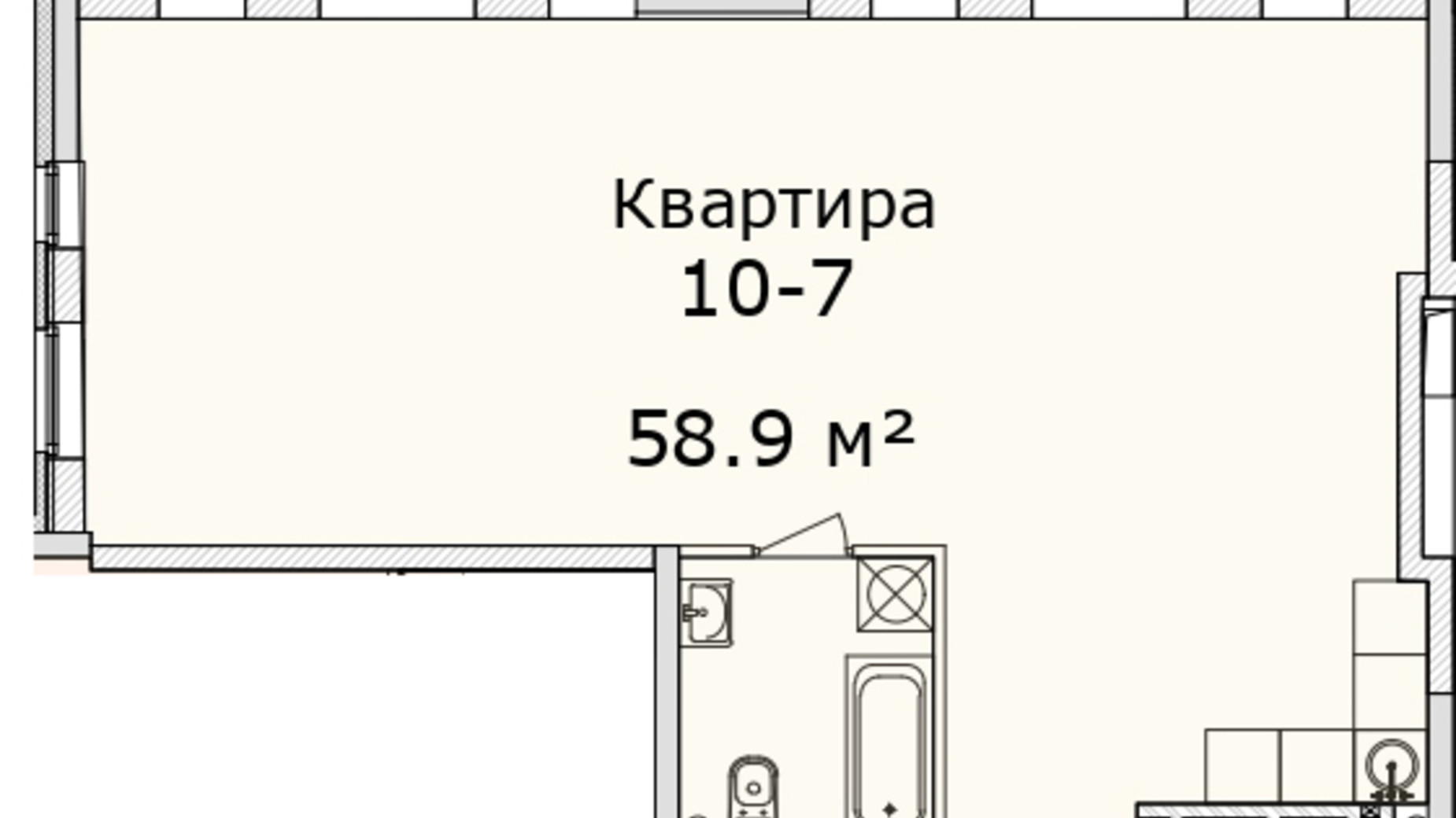 Планування 2-кімнатної квартири в БФК Industrial 59.6 м², фото 714759