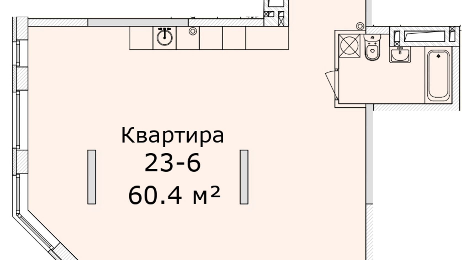 Планировка 2-комнатной квартиры в МФК Industrial 60.4 м², фото 714875