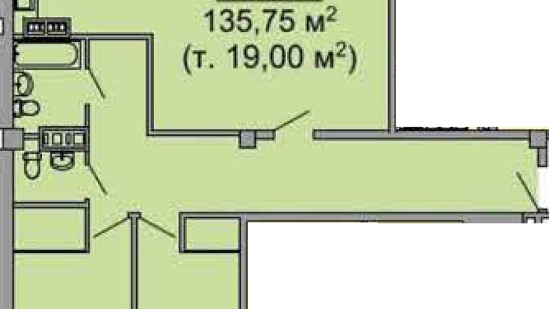 Планування 4-кімнатної квартири в ЖК Троїцький 134.8 м², фото 715454