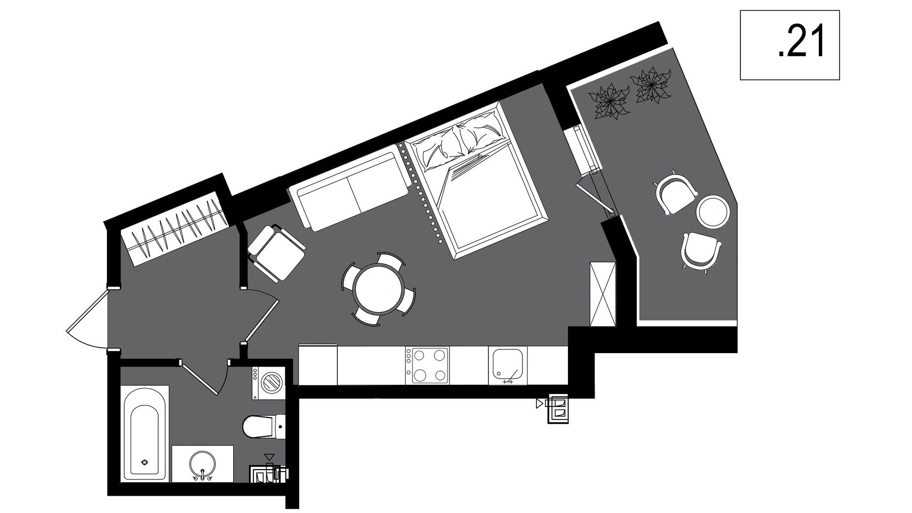 Планировка квартиры студии в ЖК Посейдон 30.16 м², фото 716752