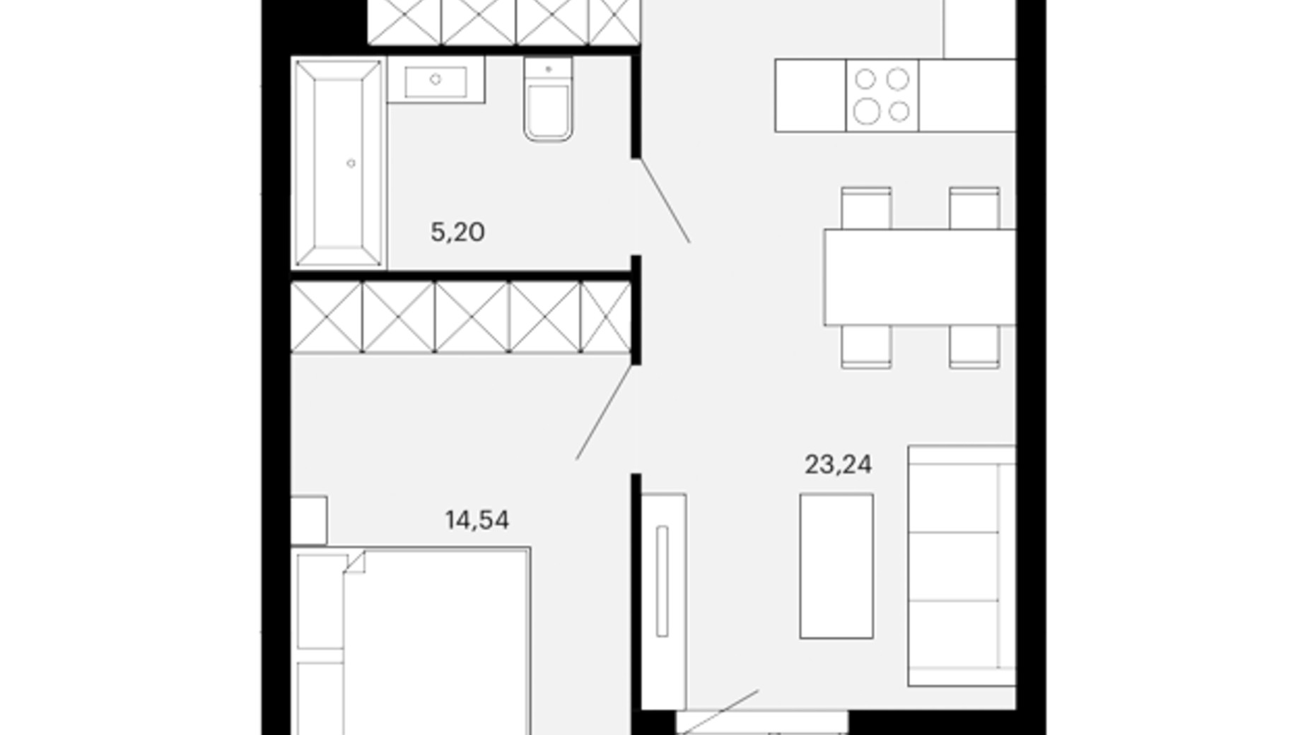 Планування 1-кімнатної квартири в ЖК Avalon Terra 51 м², фото 718547