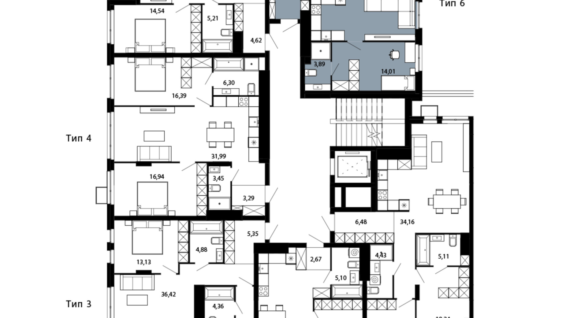 Планировка 3-комнатной квартиры в ЖК Avalon Terra 109 м², фото 718570