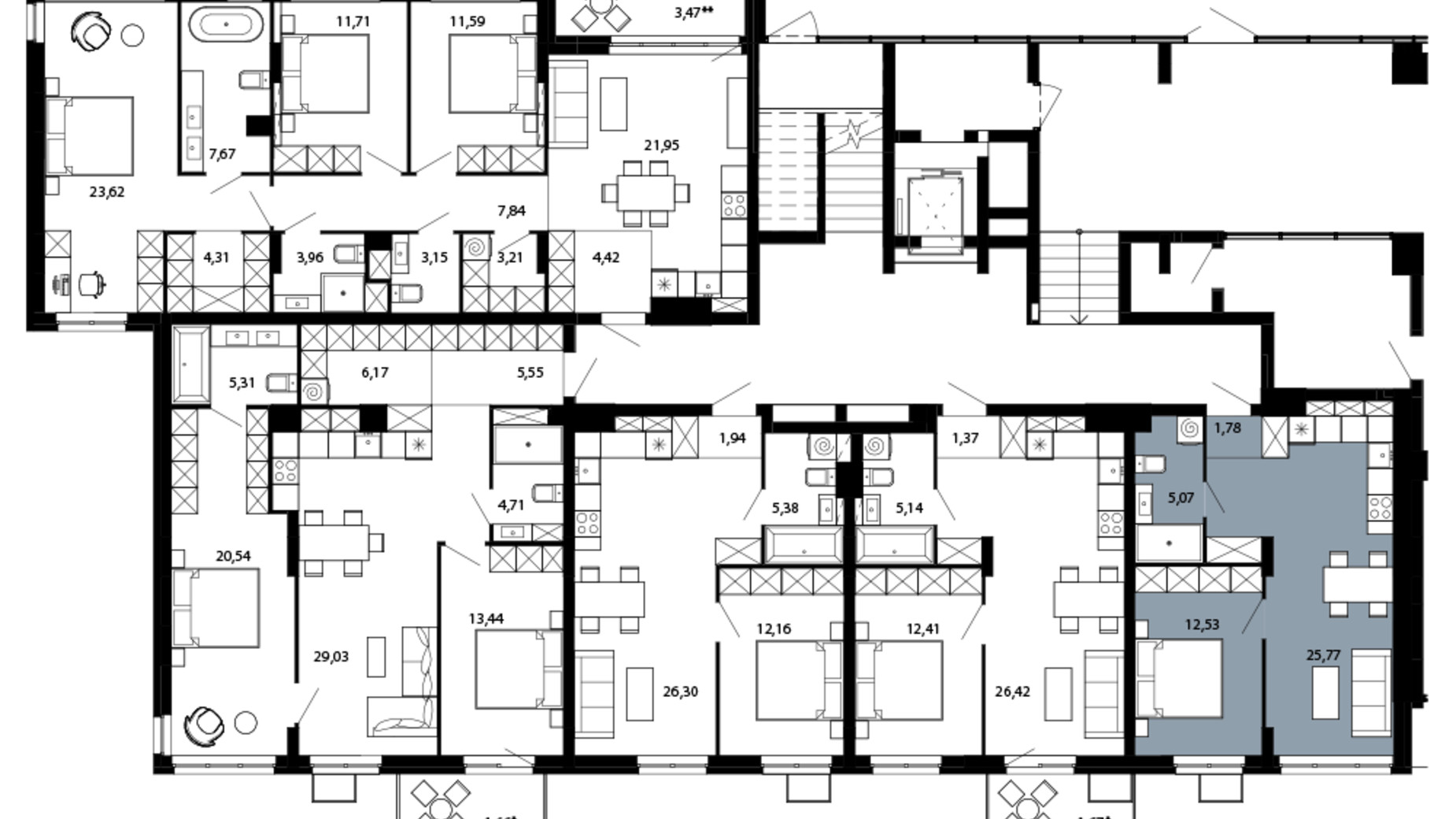 Планування 1-кімнатної квартири в ЖК Avalon Terra 45 м², фото 718599