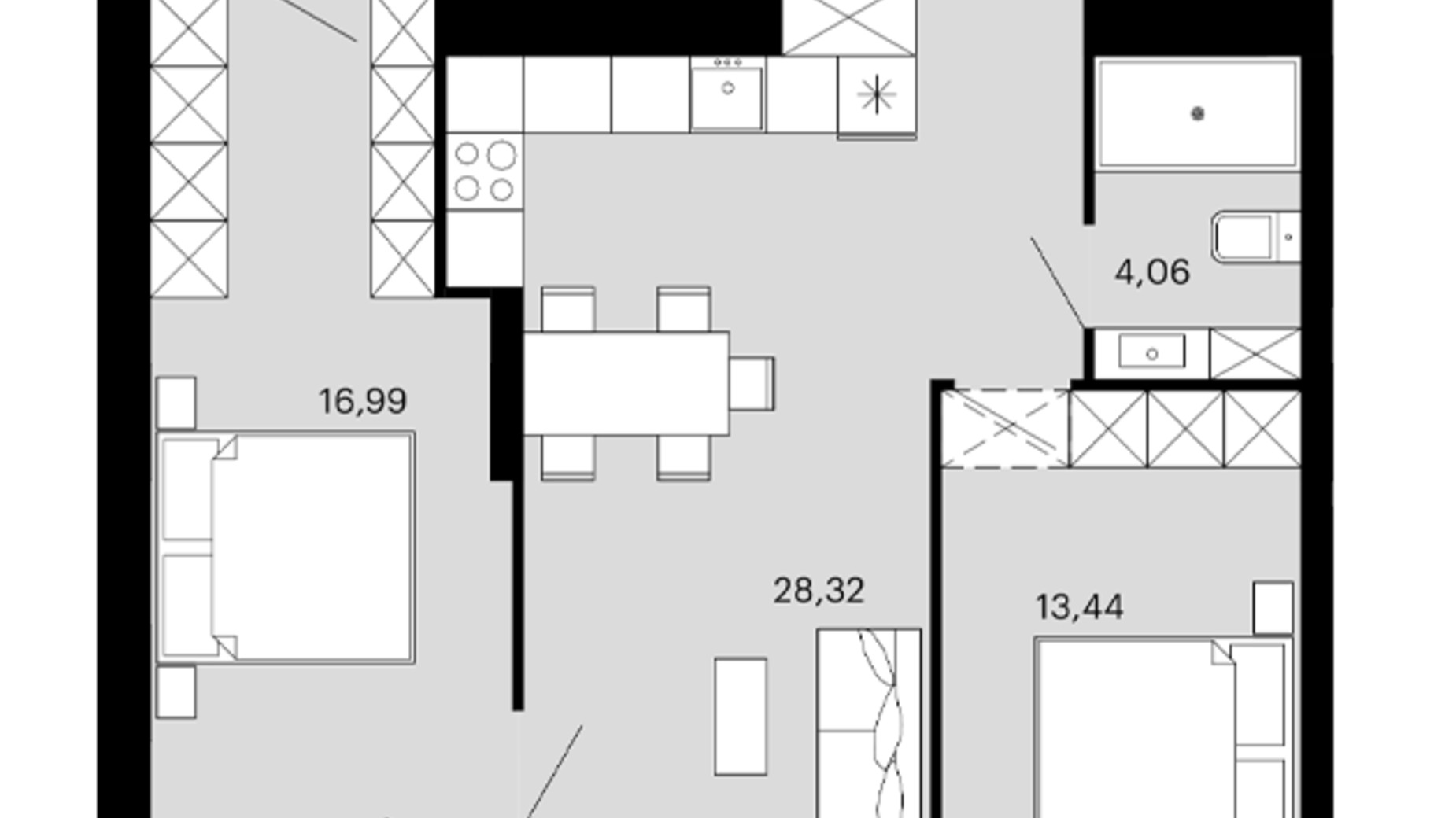 Планировка 2-комнатной квартиры в ЖК Avalon Terra 82 м², фото 718605