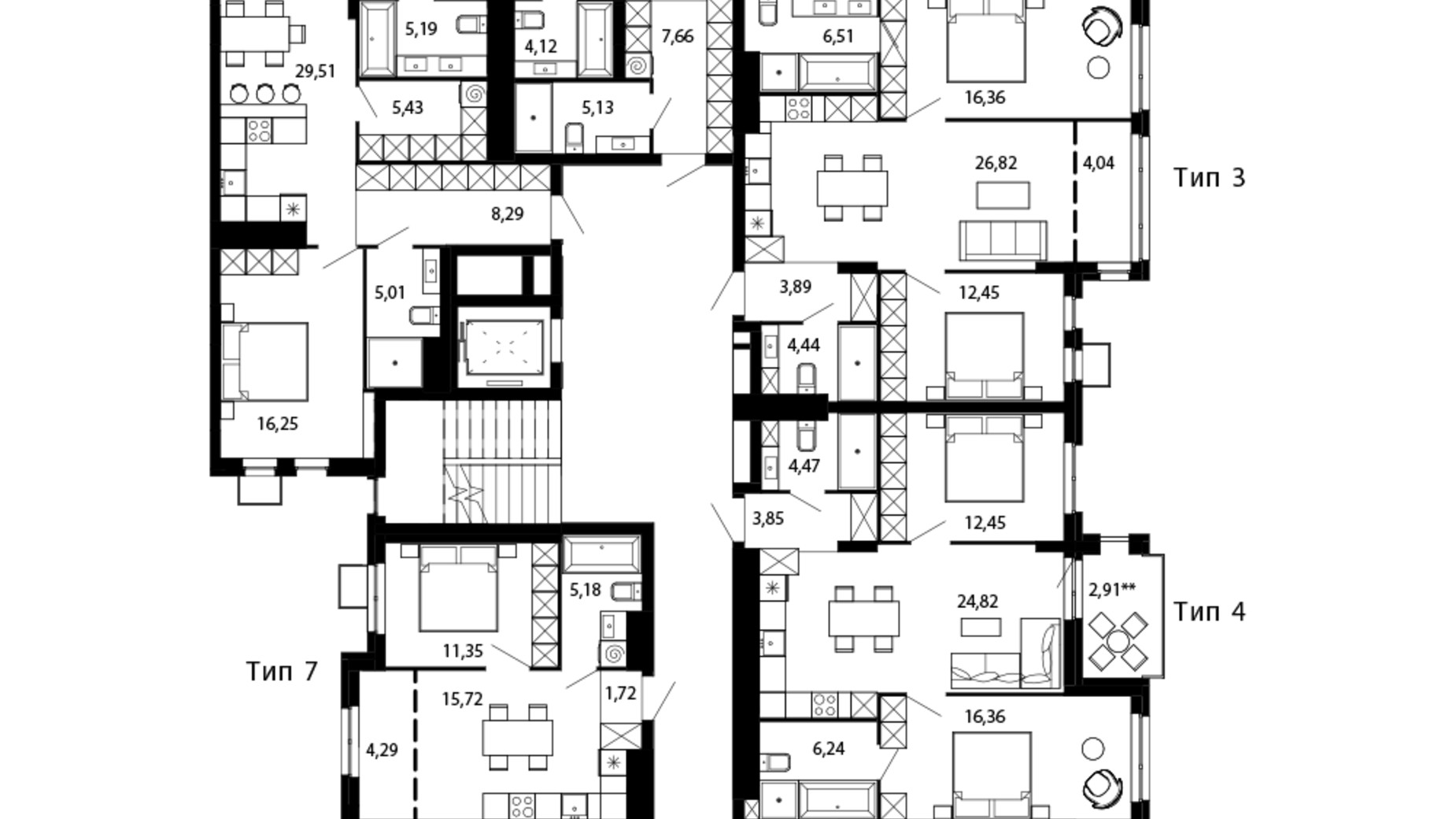 Планування 1-кімнатної квартири в ЖК Avalon Terra 55 м², фото 718639