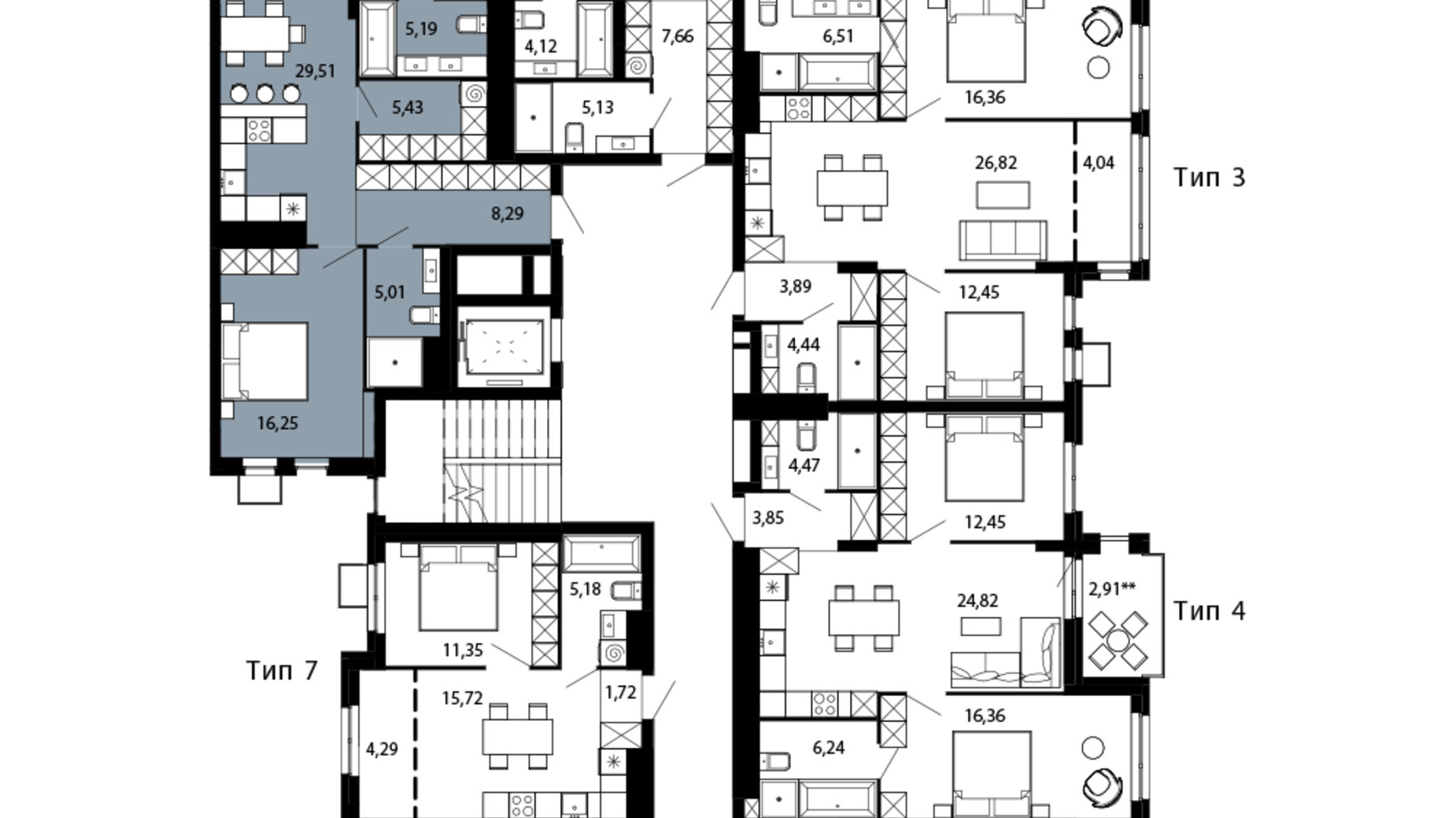 Планування 2-кімнатної квартири в ЖК Avalon Terra 89 м², фото 718642