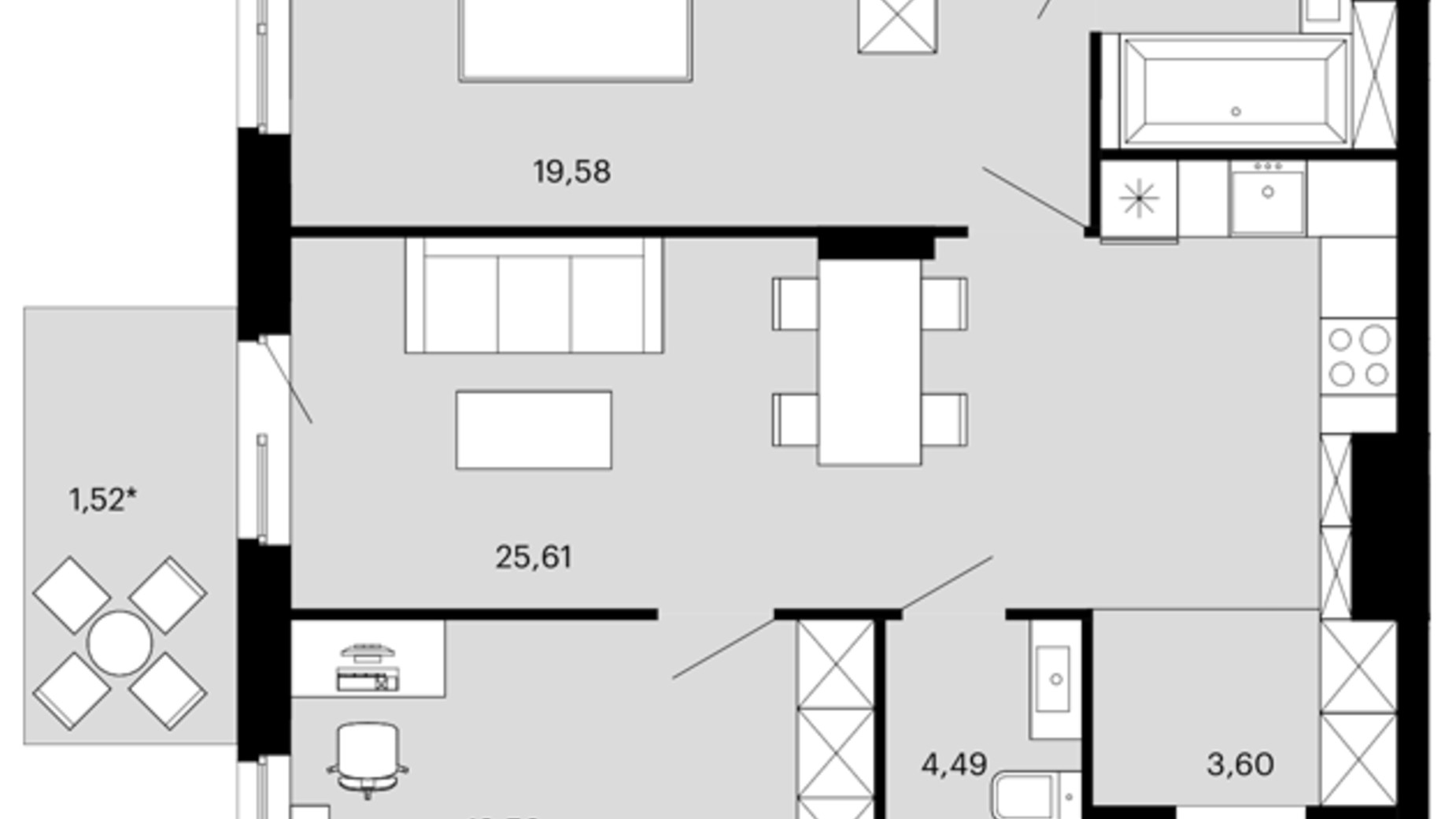 Планировка 2-комнатной квартиры в ЖК Avalon Terra 73 м², фото 718645