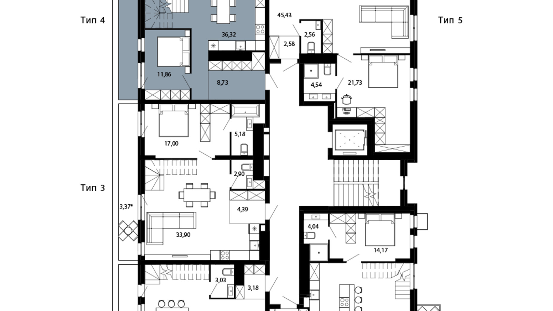 Планування 2-кімнатної квартири в ЖК Avalon Terra 121 м², фото 718676