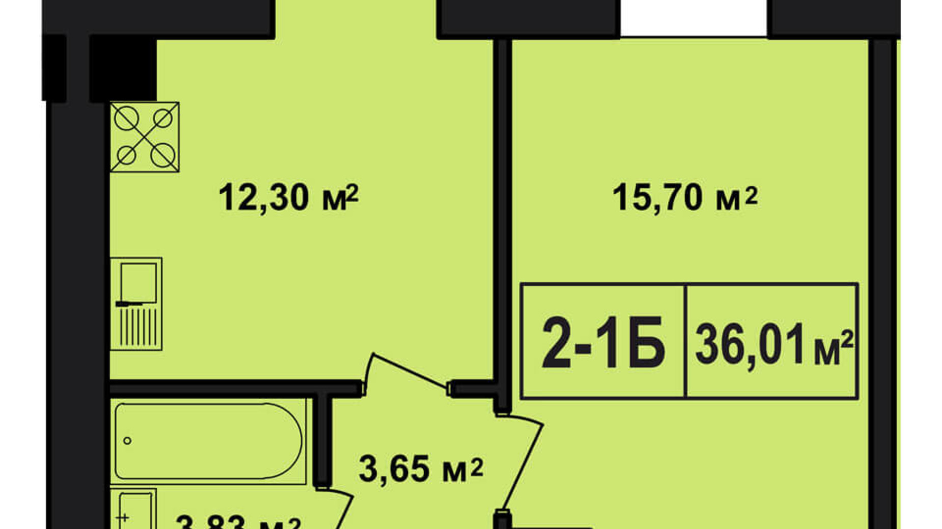 Планировка 1-комнатной квартиры в ЖК Покровский 36.01 м², фото 71993