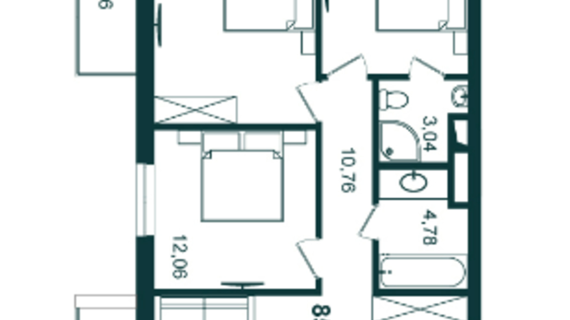 Планировка 3-комнатной квартиры в ЖК Infinity Park 85.72 м², фото 721403