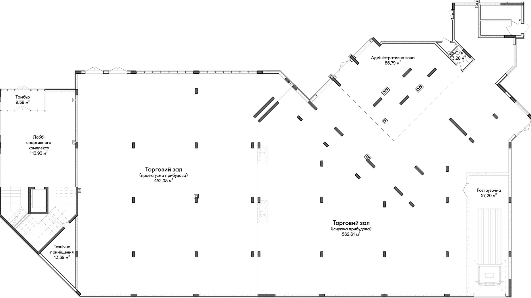 Планировка торгового помещения в ЖК Синергия Сити 1200 м², фото 721549