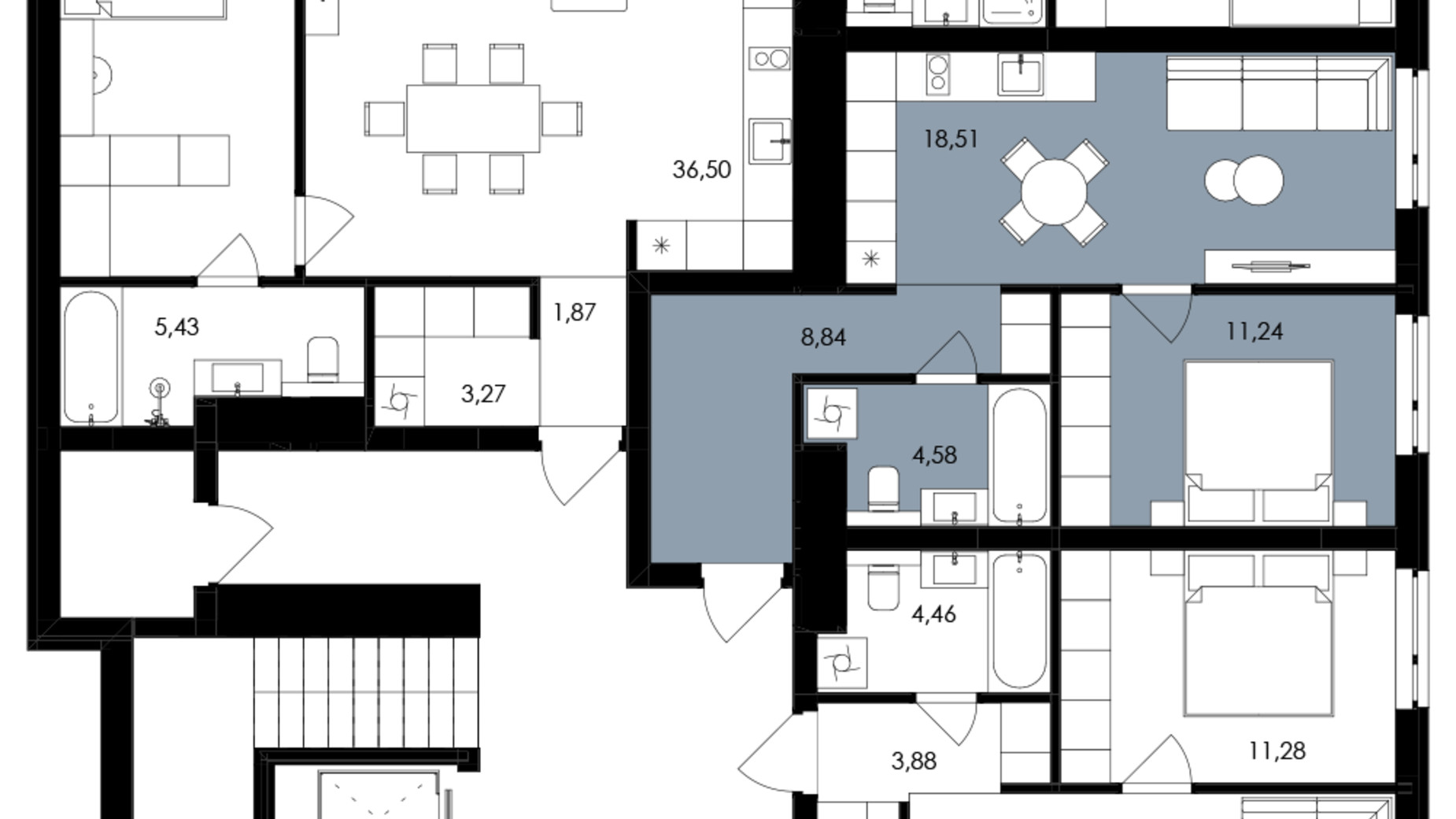 Планування 1-кімнатної квартири в ЖК Avalon Holiday One 43 м², фото 721889