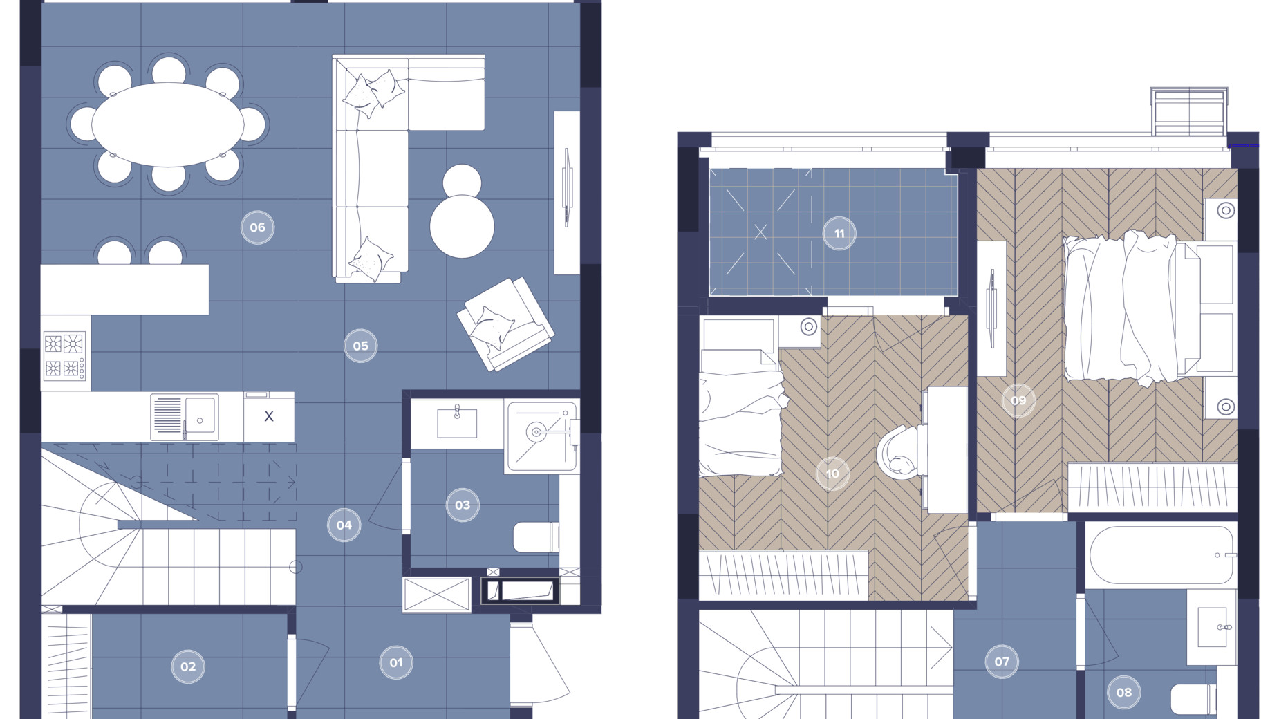 Планировка много­уровневой квартиры в ЖК Dnipro Island 89.83 м², фото 722306