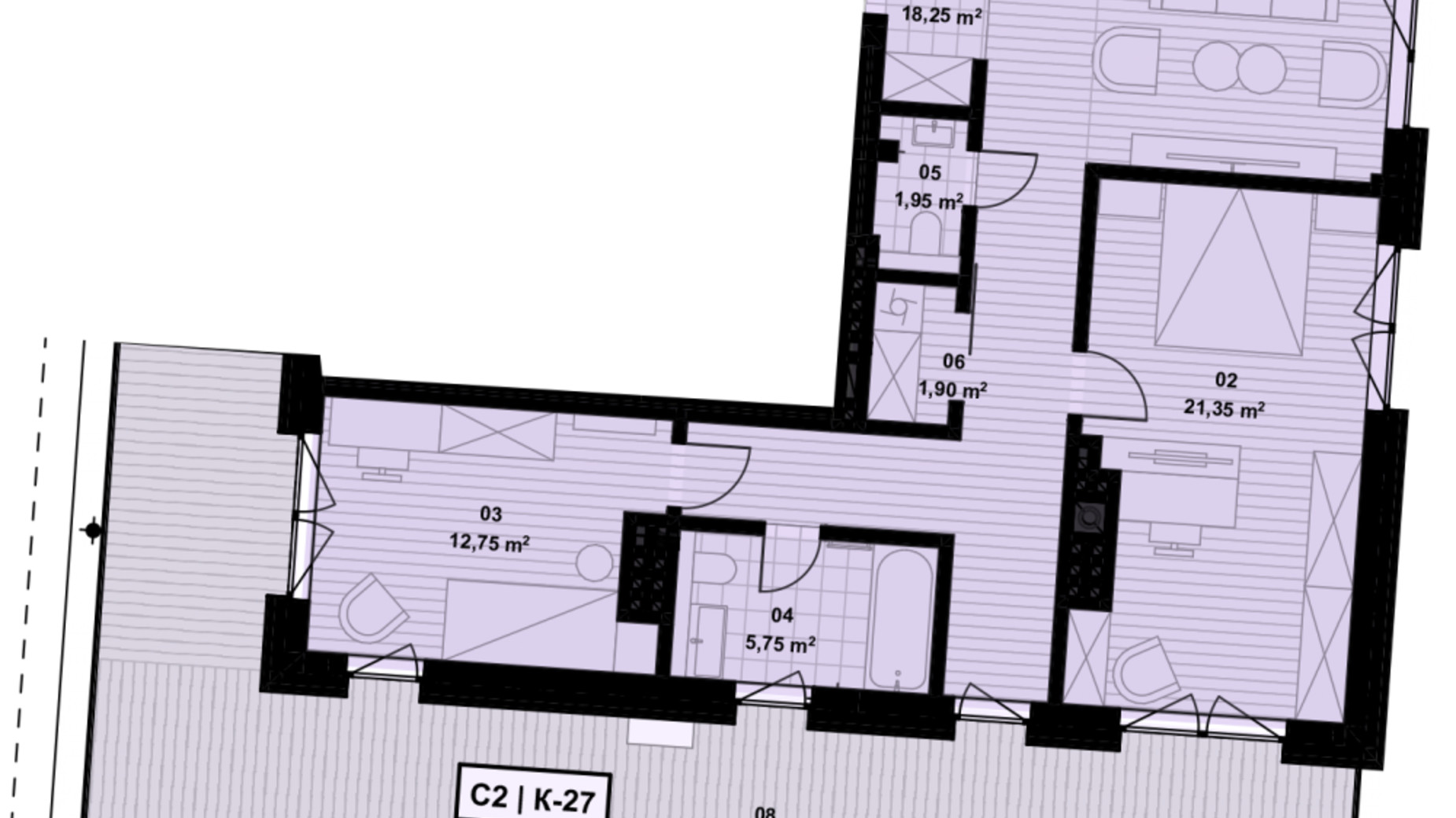 Планировка 3-комнатной квартиры в ЖК Eco City Park 99.85 м², фото 722439
