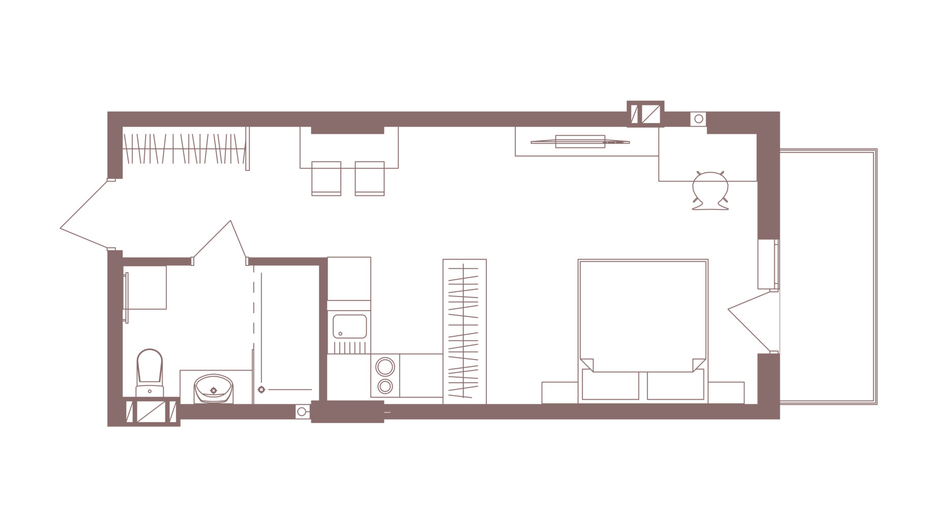 Планування 1-кімнатної квартири в ЖК Logos Home Apartment 34.27 м², фото 722550