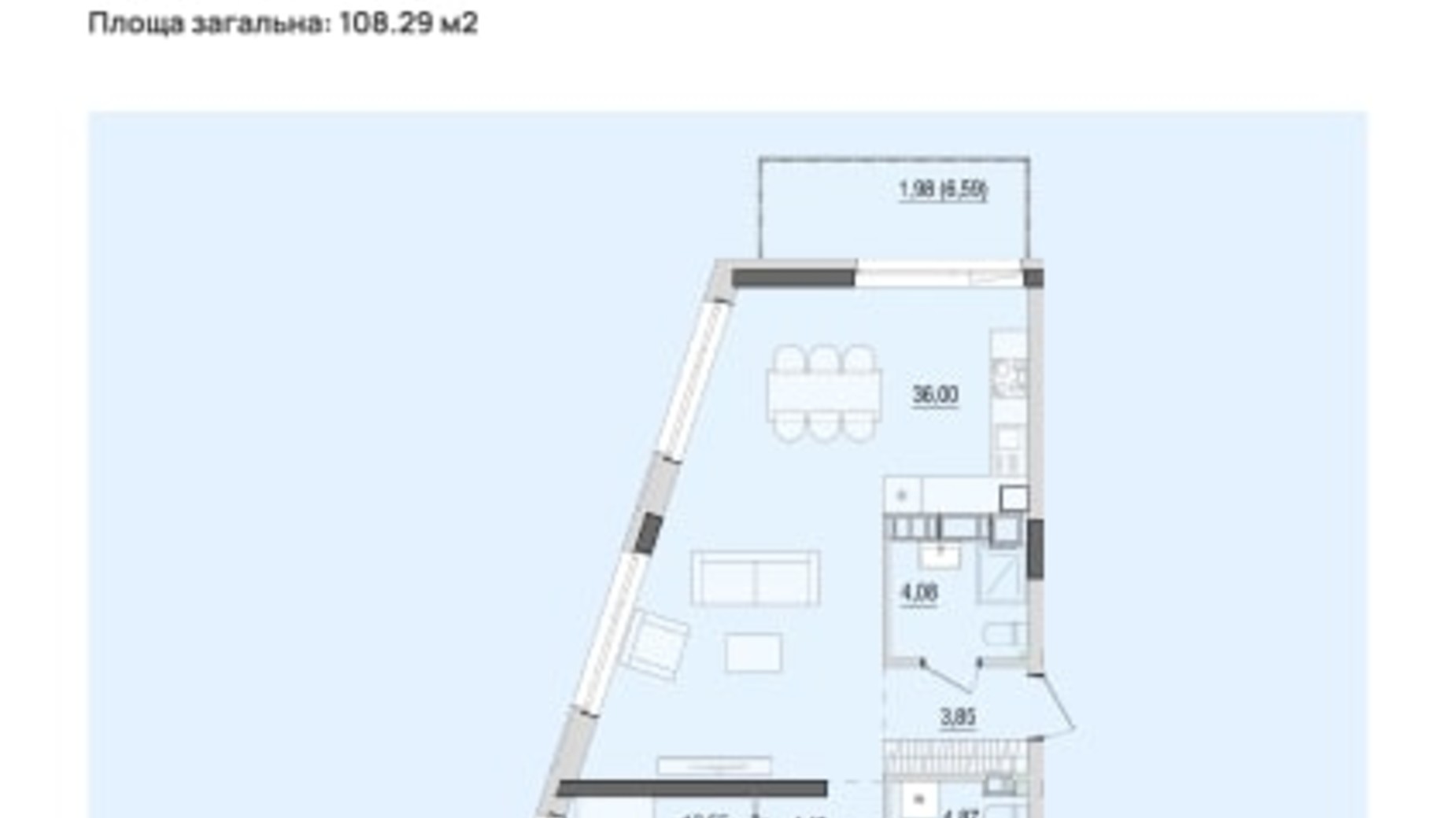 Планировка 3-комнатной квартиры в ЖК Тhe Tenth House 108.25 м², фото 722960