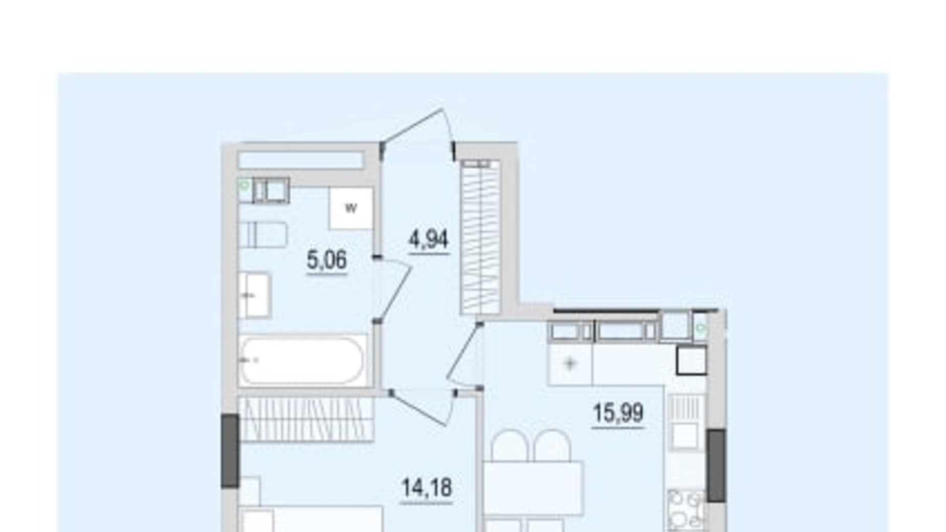 Планування 1-кімнатної квартири в ЖК Тhe Tenth House 41.82 м², фото 723000