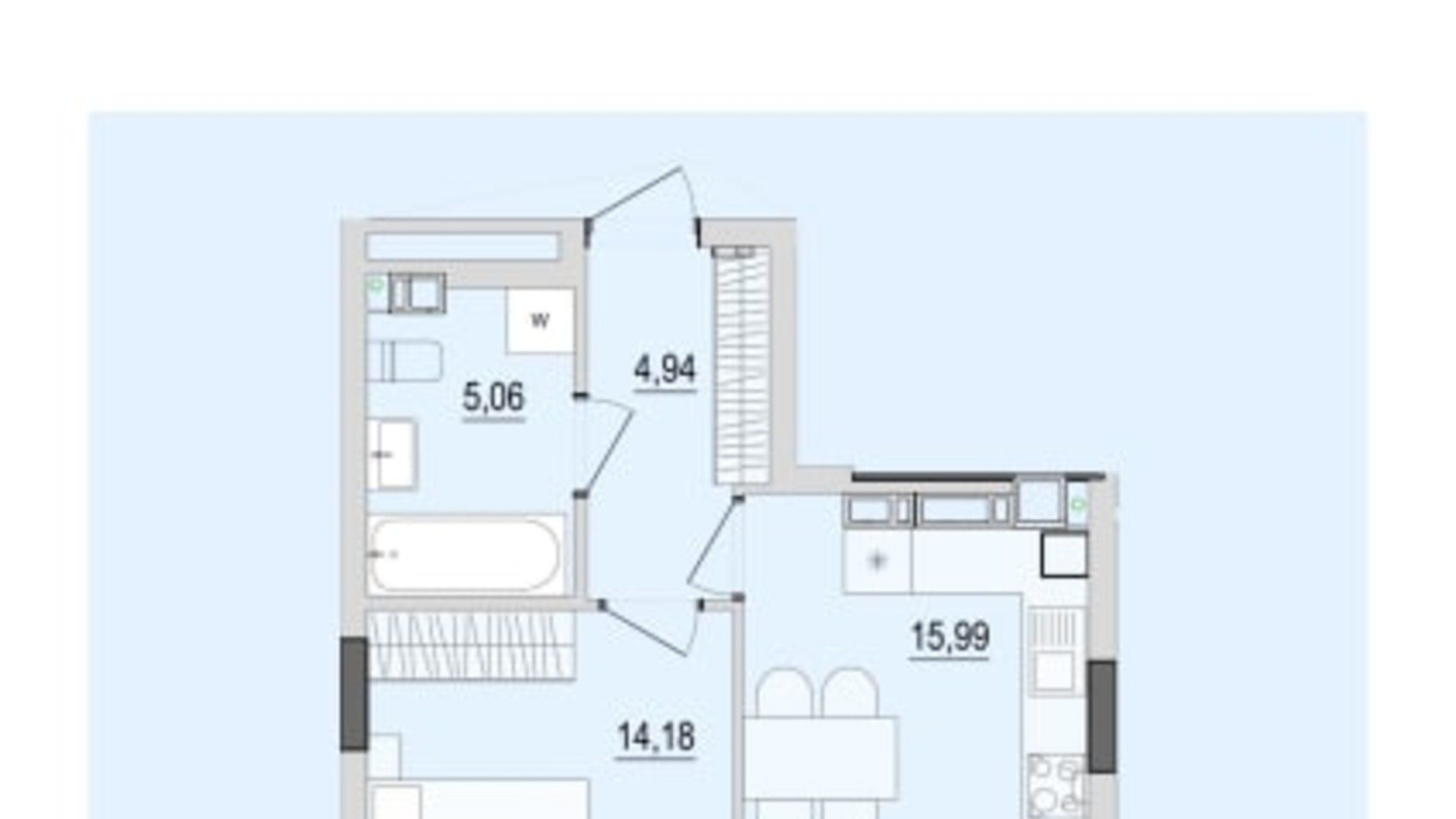 Планування 1-кімнатної квартири в ЖК Тhe Tenth House 41.82 м², фото 723005