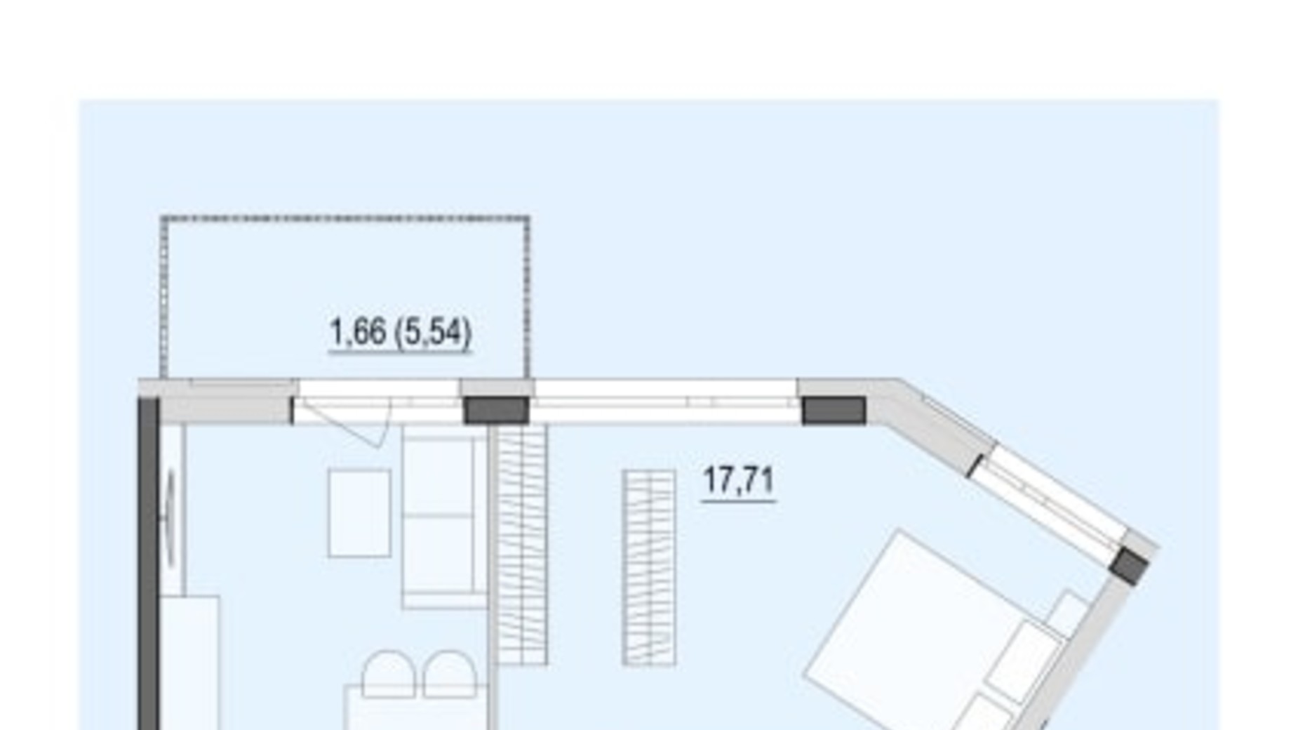 Планировка 1-комнатной квартиры в ЖК Тhe Tenth House 45.39 м², фото 723007