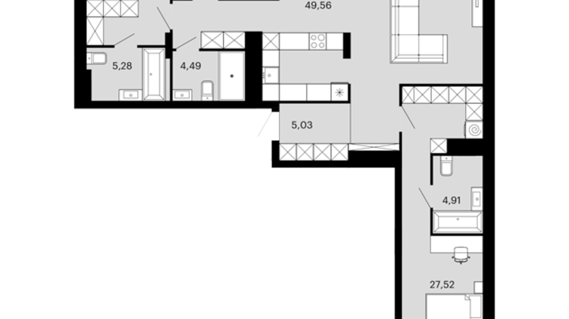 Планировка 3-комнатной квартиры в ЖК Avalon Terra 125 м², фото 724234