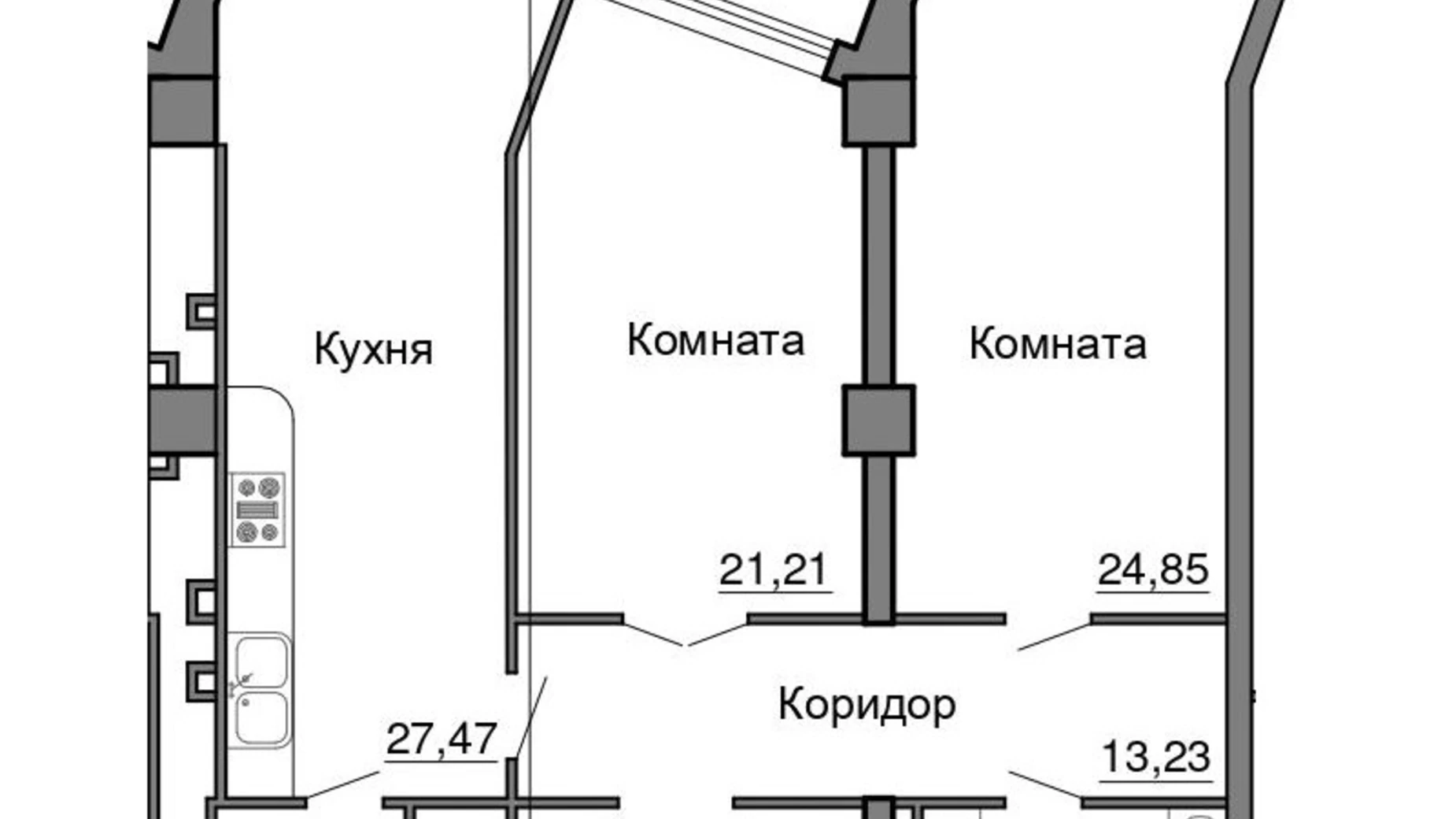 Планировка 2-комнатной квартиры в ЖК Морская симфония 108 м², фото 727955