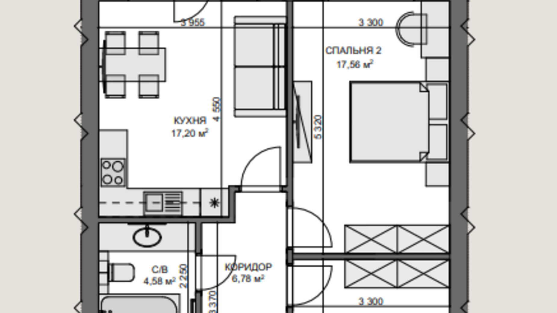 Планування таунхауса в КМ Нова Мрія 61.51 м², фото 730974