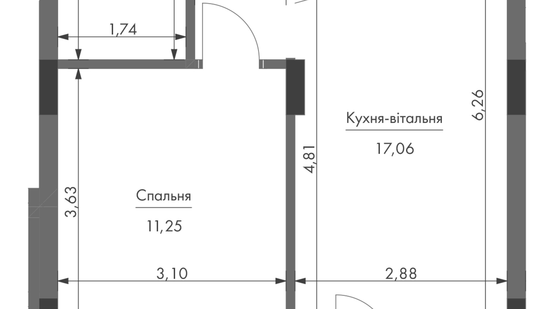 Планировка 1-комнатной квартиры в ЖК Gravity Park 40.52 м², фото 732587