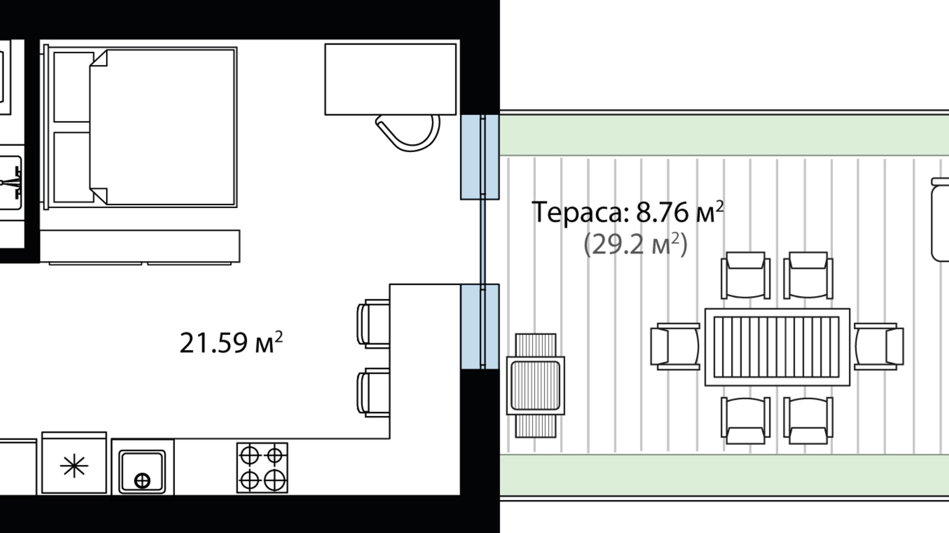 Планировка 1-комнатной квартиры в ЖК Sky City 39.92 м², фото 735481