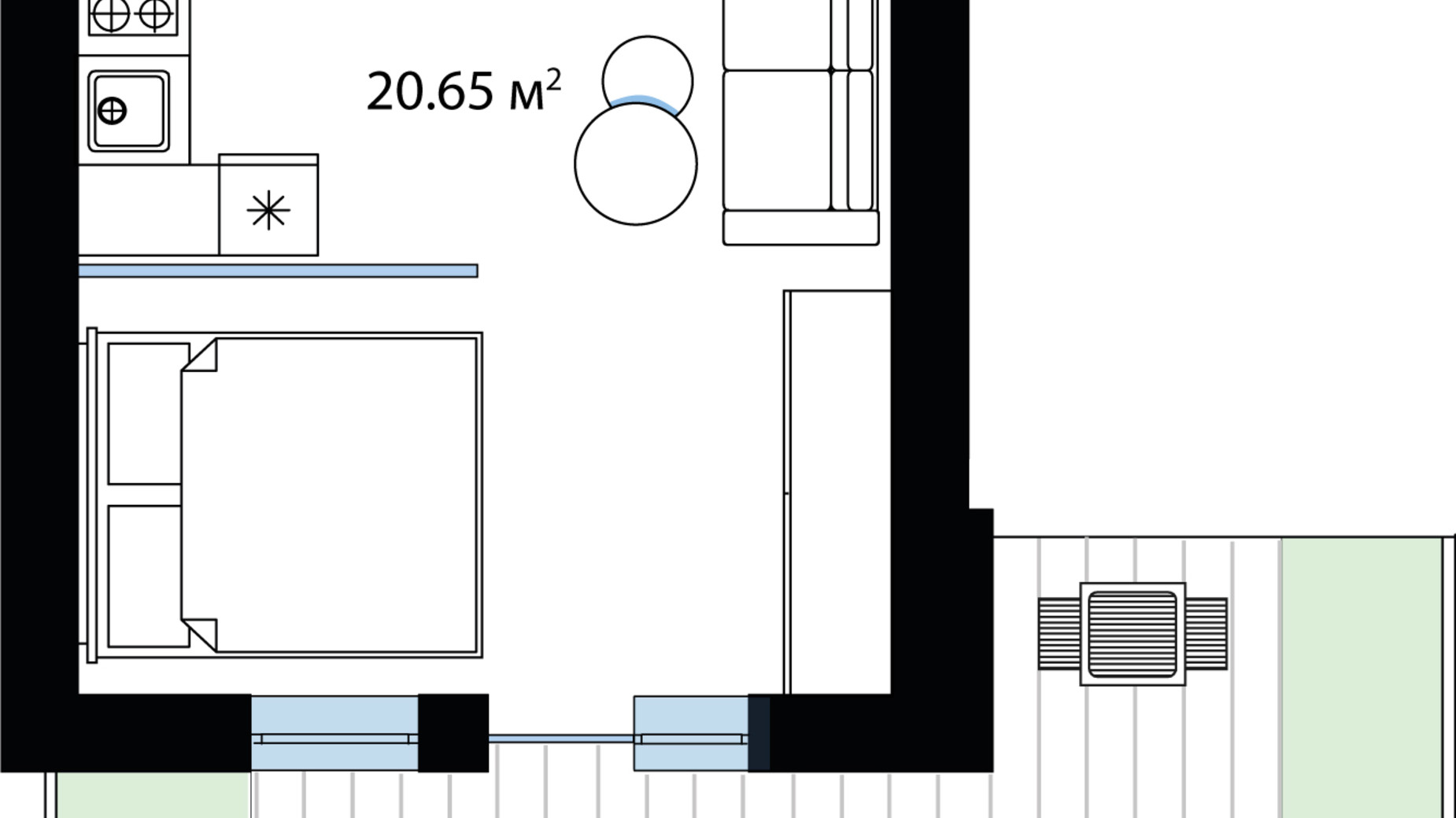 Планировка 1-комнатной квартиры в ЖК Sky City 37.78 м², фото 735494