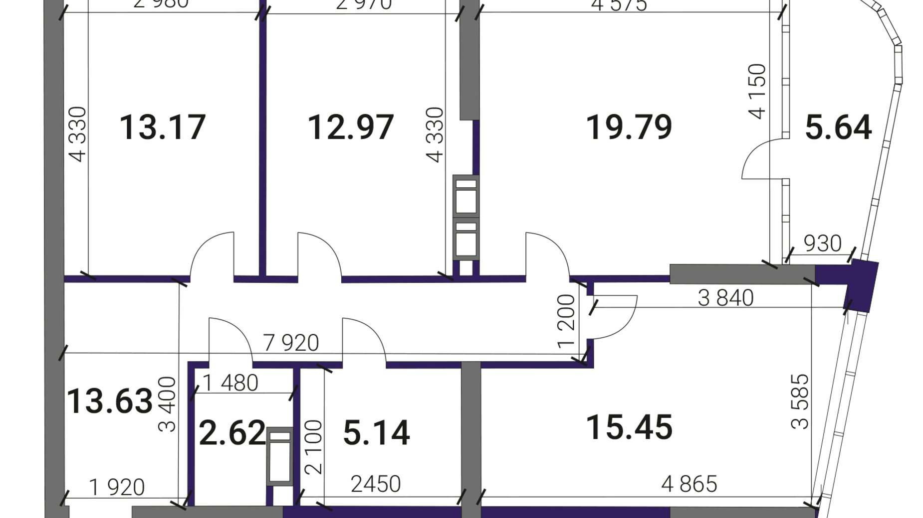 Планировка 3-комнатной квартиры в ЖК Great 88.41 м², фото 737144