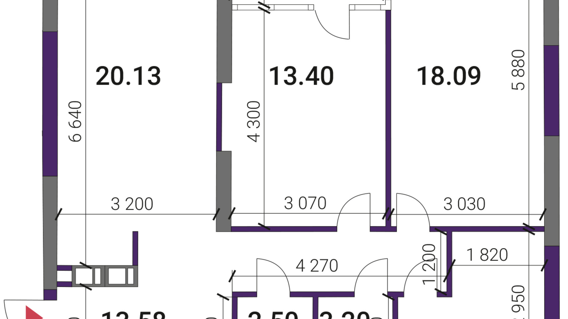 Планування 2-кімнатної квартири в ЖК Great 83.53 м², фото 737150