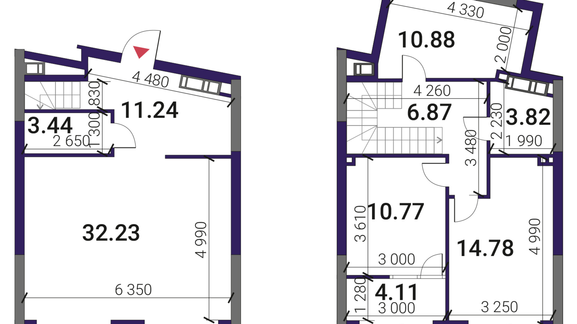 Планировка 2-комнатной квартиры в ЖК Great 98.14 м², фото 737152