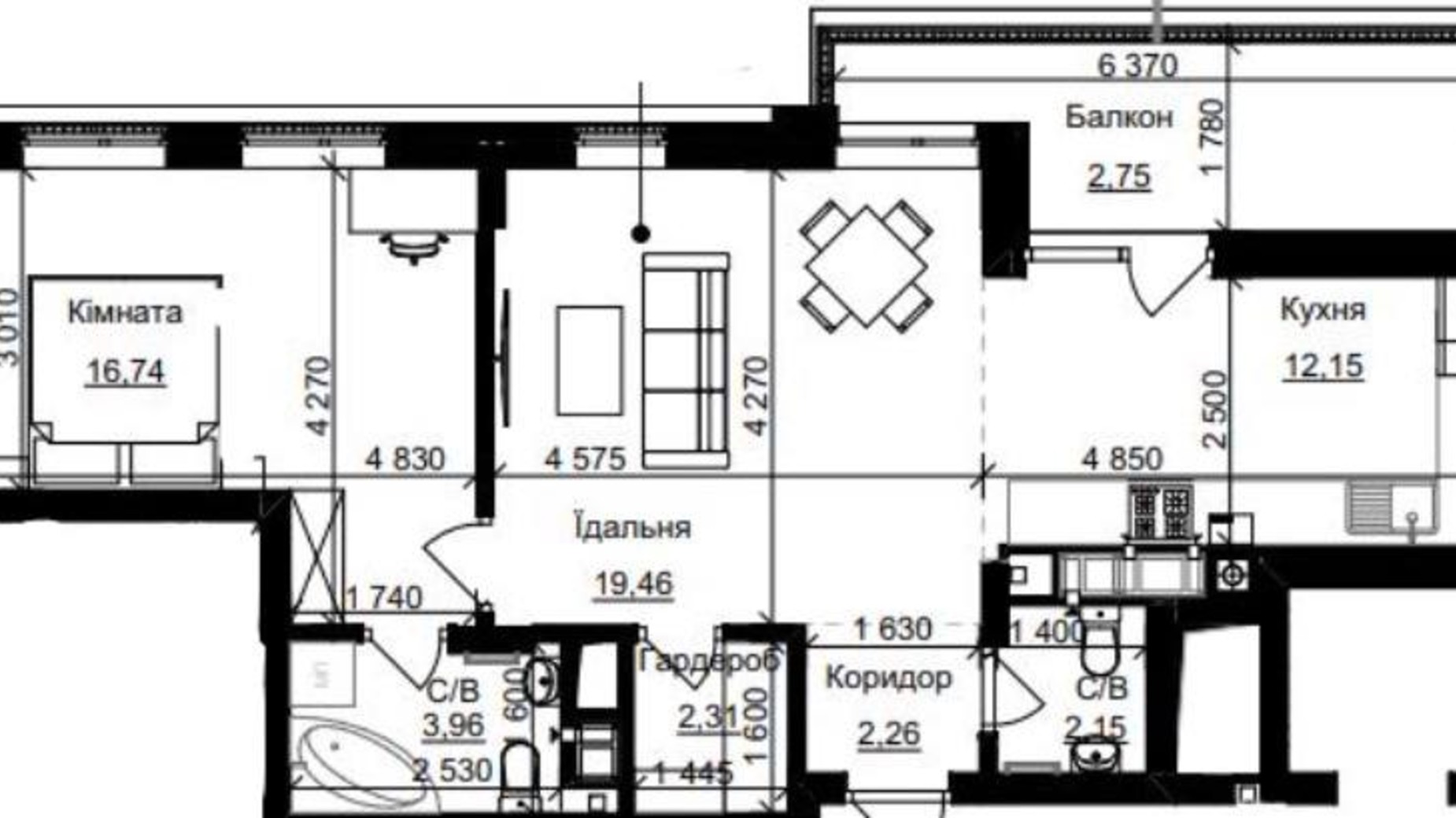 Планування 1-кімнатної квартири в ЖК Nova Magnolia 61.78 м², фото 740427