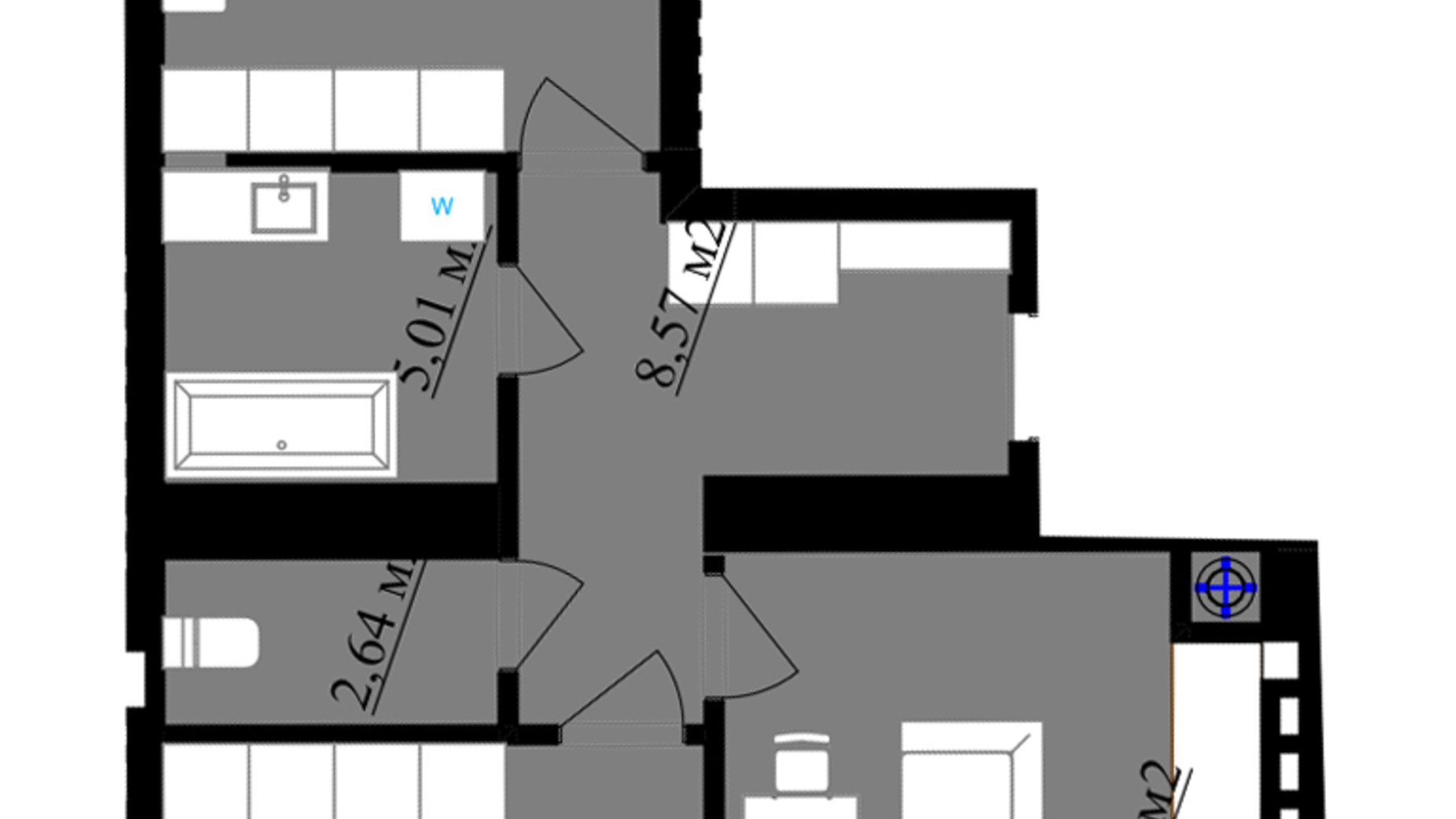 Планировка 2-комнатной квартиры в ЖК Millennium (5 очередь) 67.88 м², фото 740898