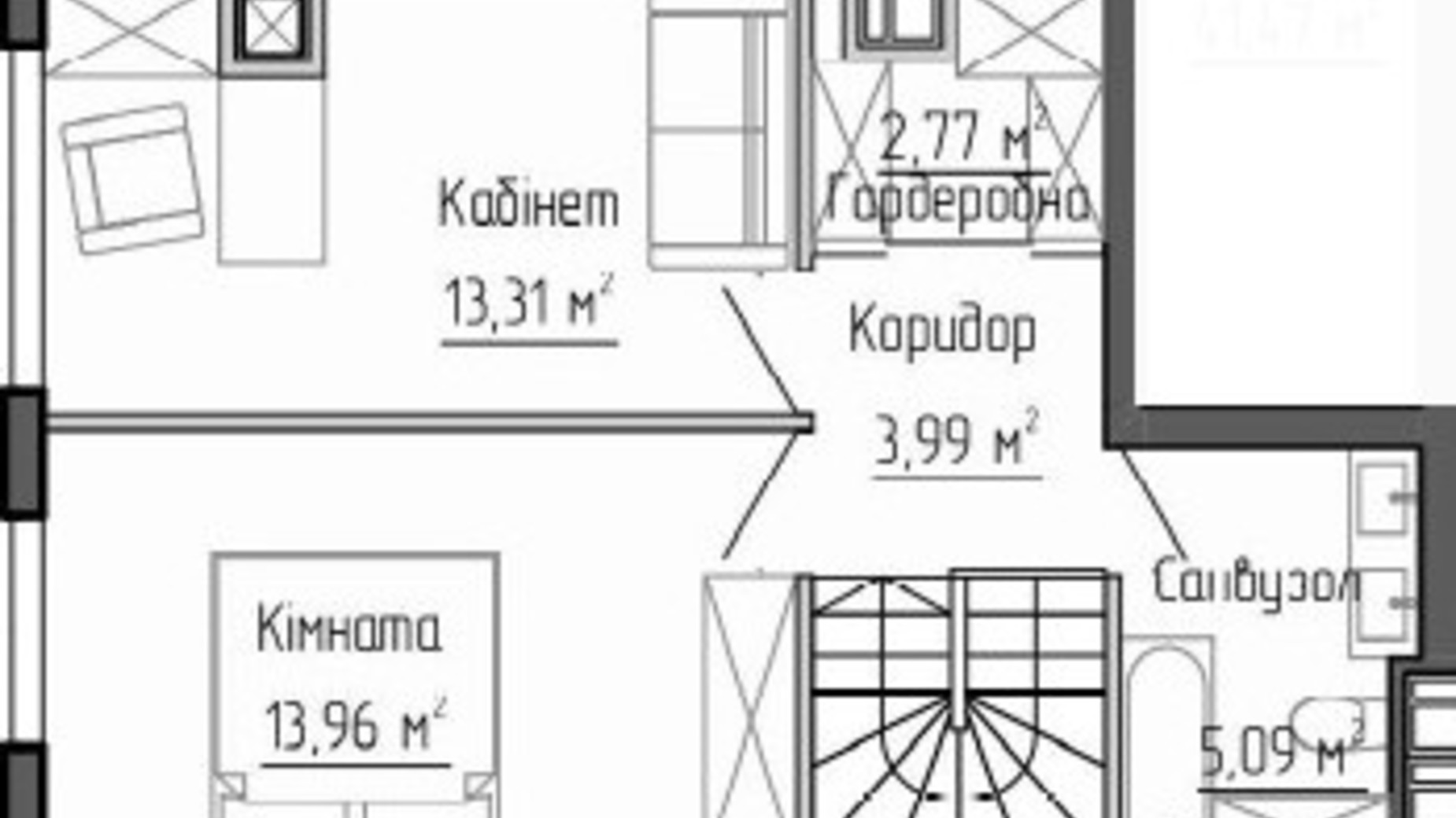 Планування 2-кімнатної квартири в ЖК Дружній Дім 81.71 м², фото 744000