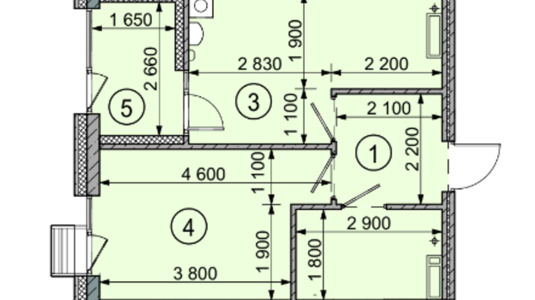 Планування 1-кімнатної квартири в ЖК Sense City 39.2 м², фото 744656