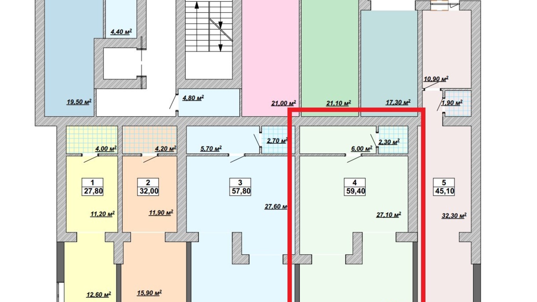 Планування торгової площі в Житловий район Княгинин 59.4 м², фото 747137