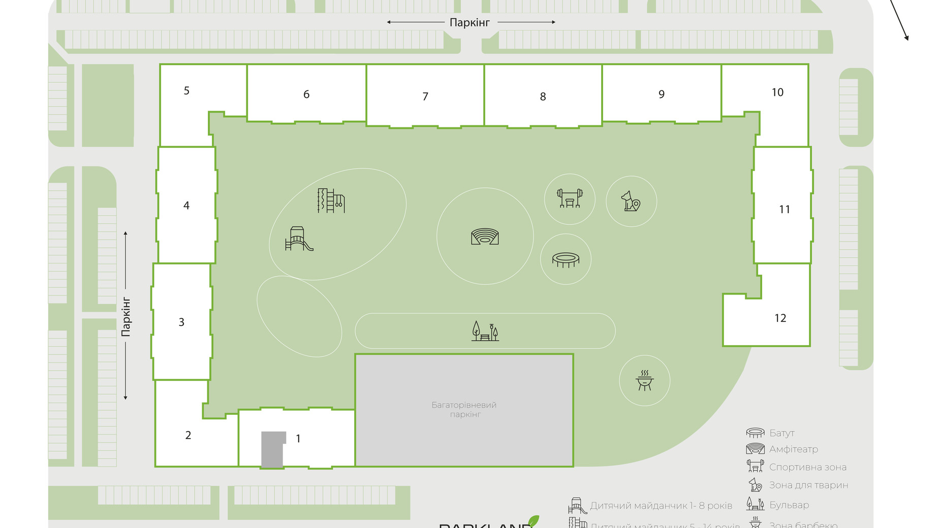 Планировка помещения в ЖК Park Land 72.7 м², фото 749534