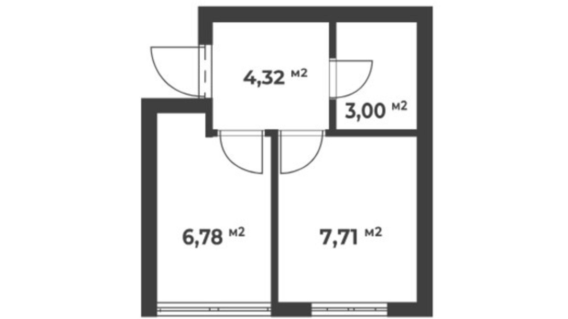 Планування 1-кімнатної квартири в ЖК Aura Park 21.81 м², фото 750226