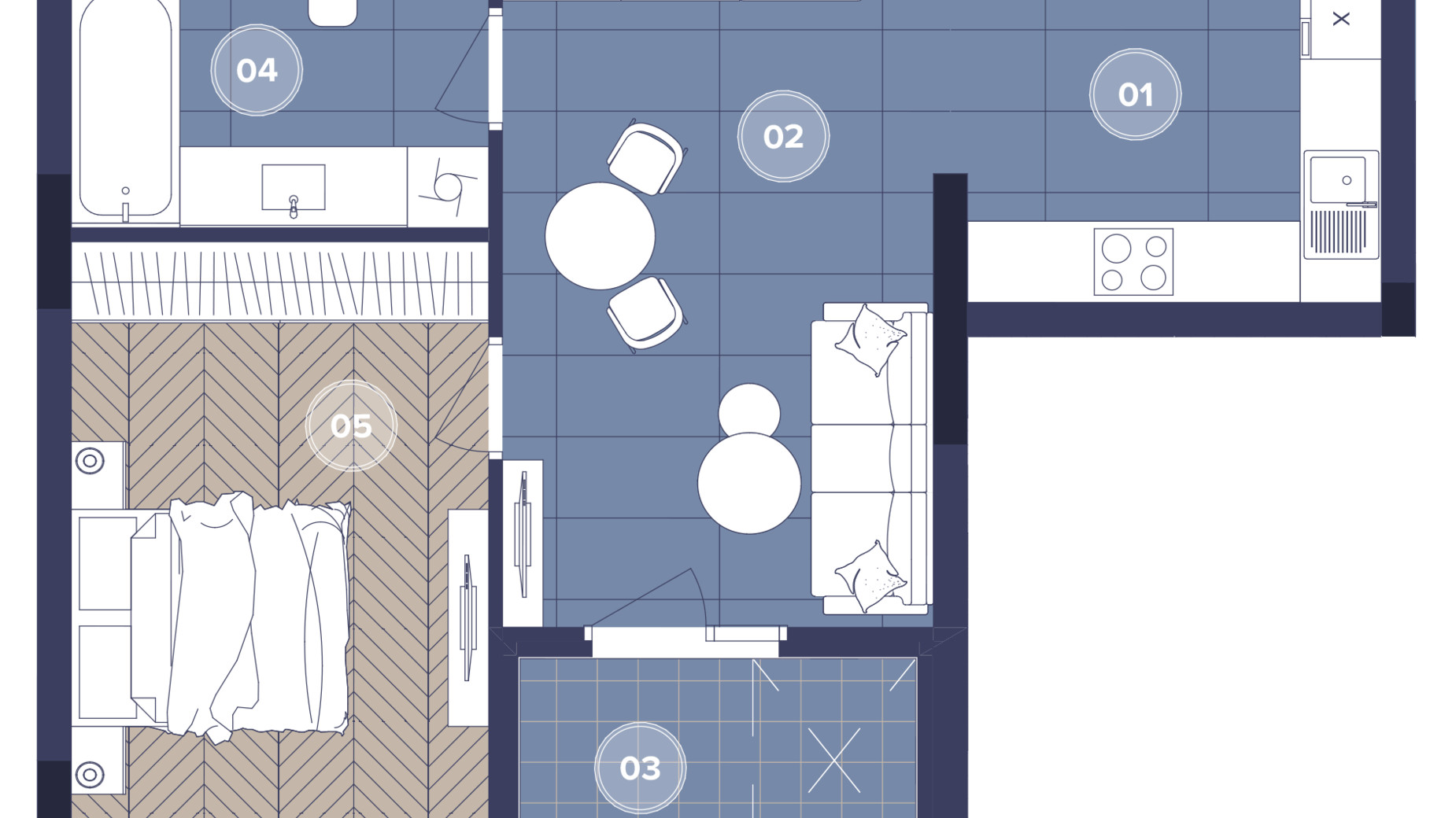 Планировка 1-комнатной квартиры в ЖК Dnipro Island 49.46 м², фото 754707