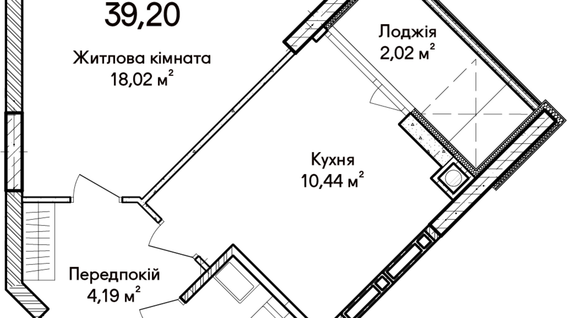 Планировка 1-комнатной квартиры в ЖК Синергия Сити 39 м², фото 758103