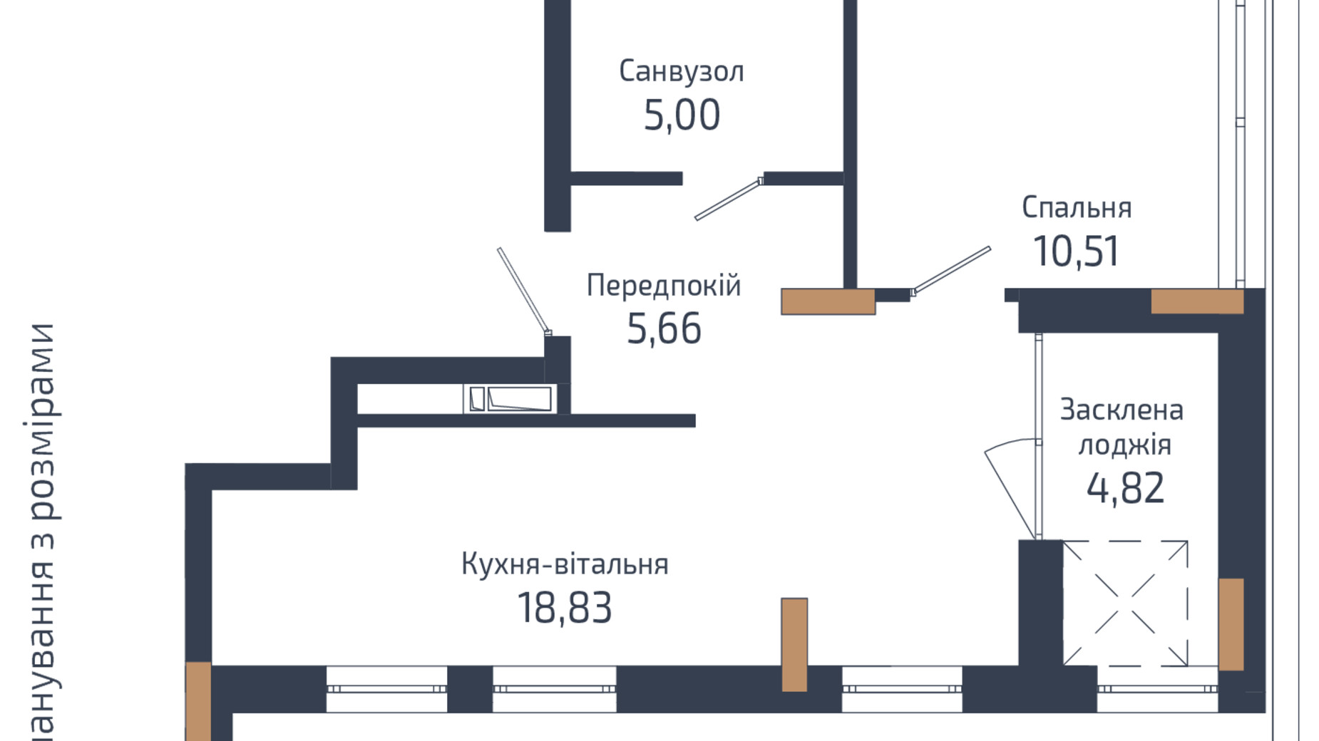 Планировка 1-комнатной квартиры в ЖК N69 Residents 44.93 м², фото 758495