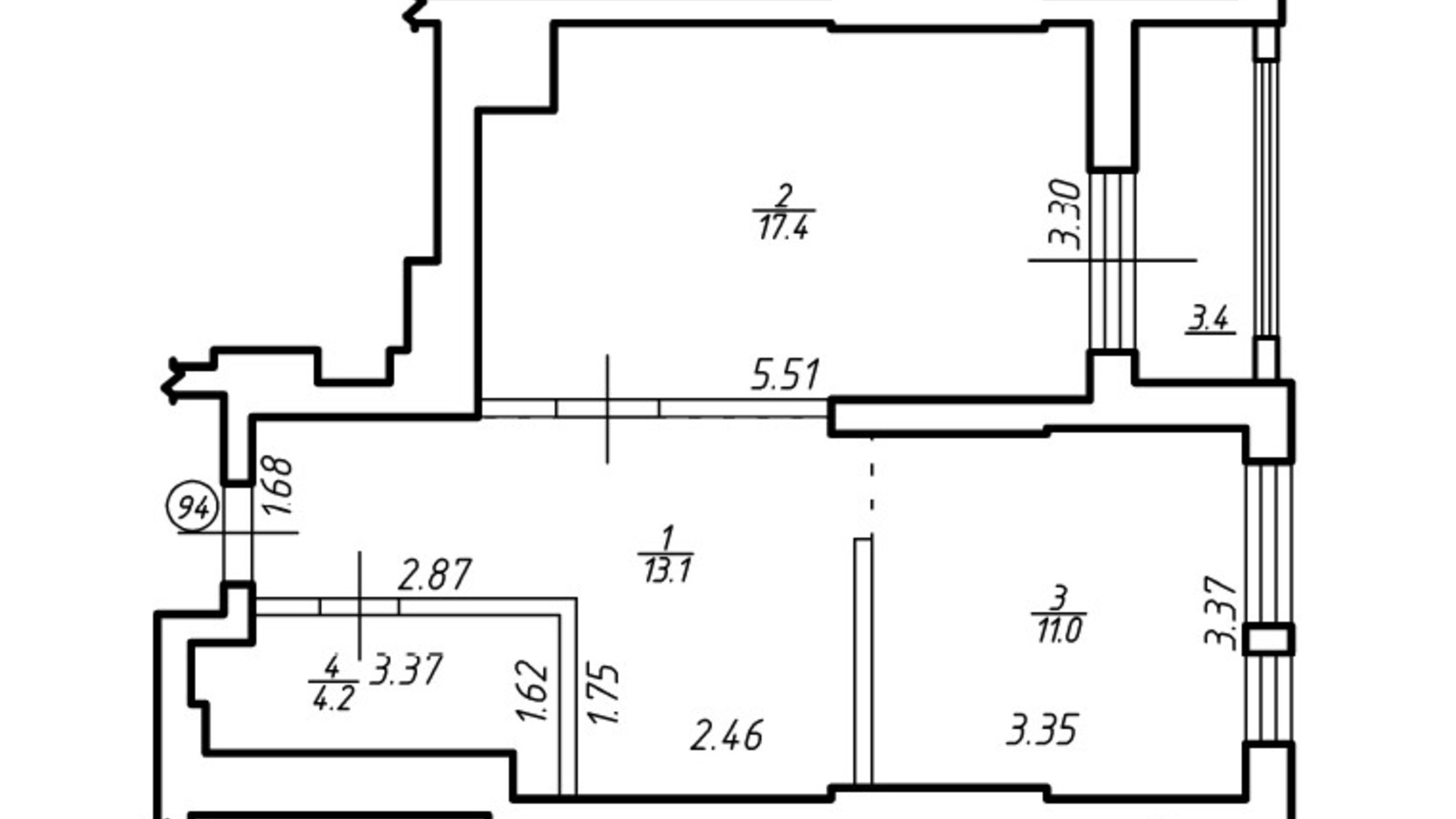 Планировка 1-комнатной квартиры в ЖК Comfort Hill 47.4 м², фото 759107