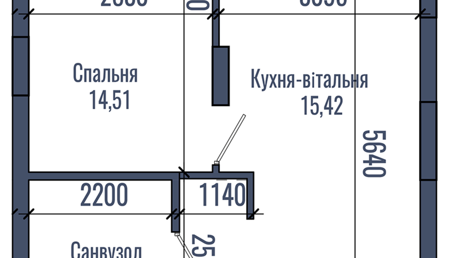 Планування 1-кімнатної квартири в ЖК N69 Residents 42.84 м², фото 759436