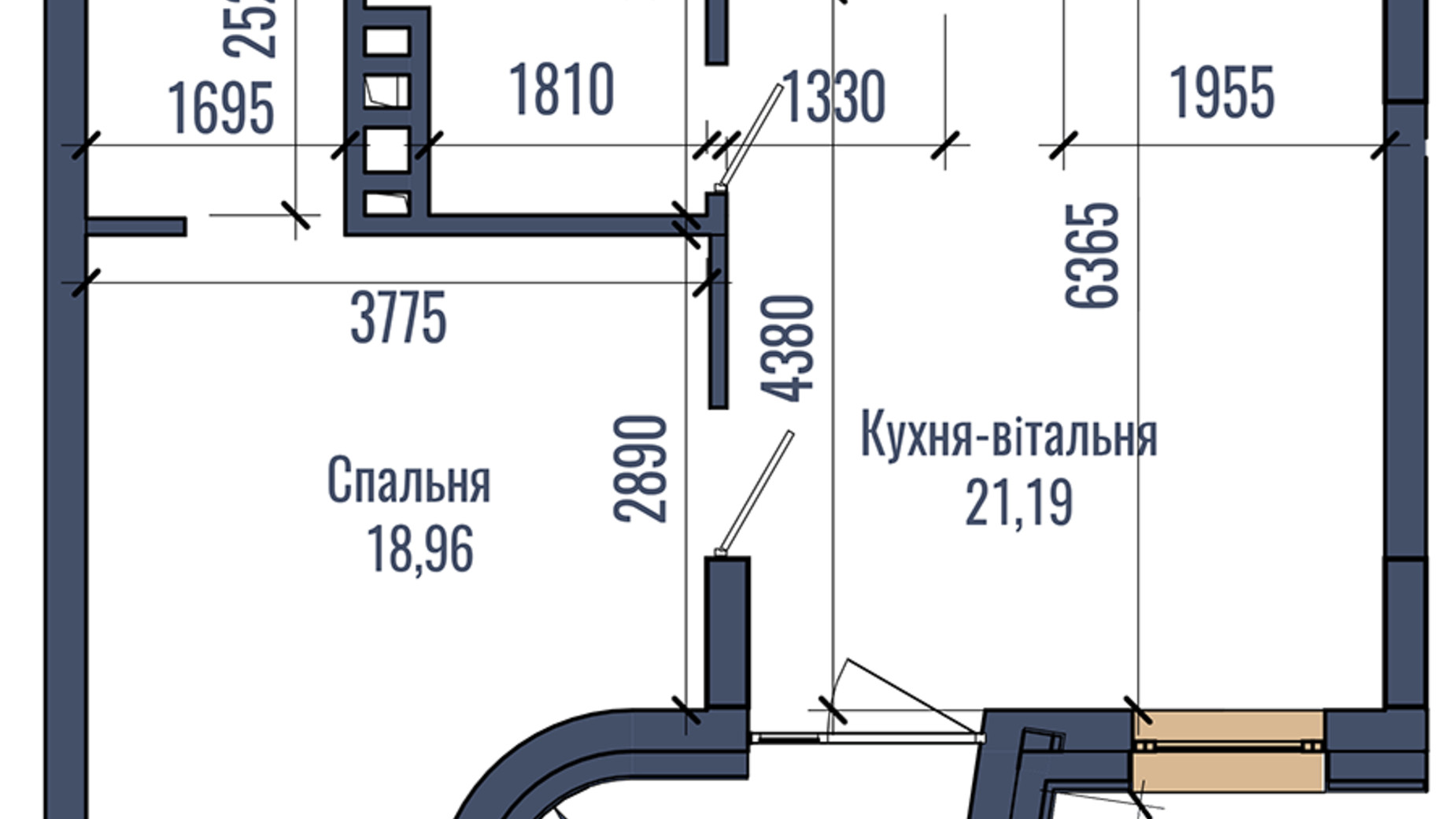 Планування 1-кімнатної квартири в ЖК N69 Residents 54.09 м², фото 759465