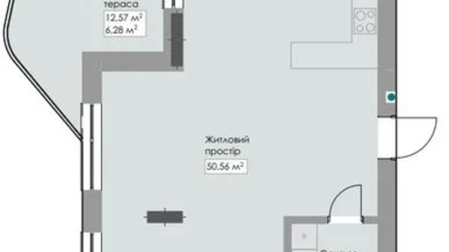 Планировка 1-комнатной квартиры в ЖК Novem 63.23 м², фото 760428