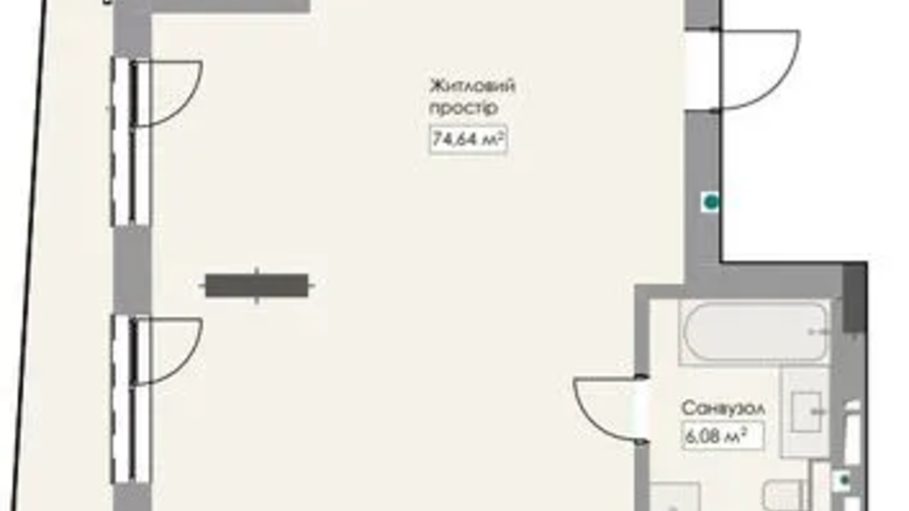 Планировка 2-комнатной квартиры в ЖК Novem 87.54 м², фото 760433