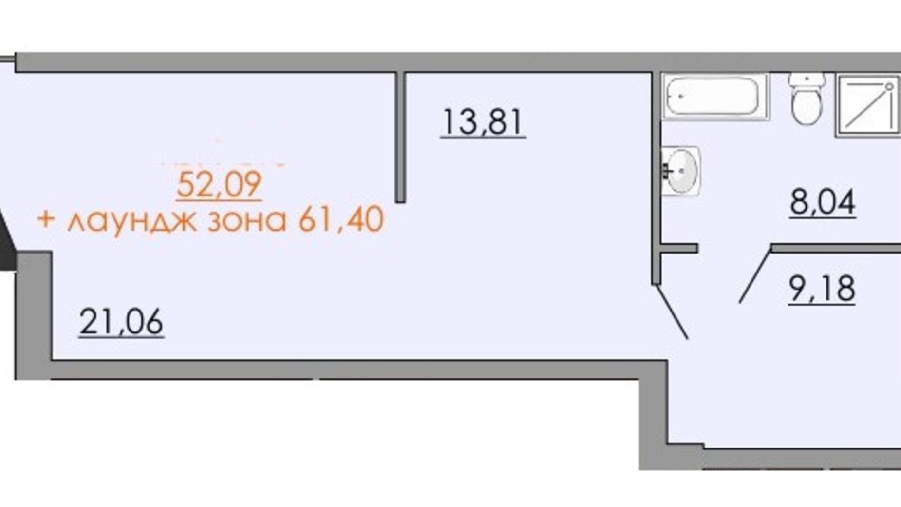 Планировка 1-комнатной квартиры в ЖК Европейский квартал 52 м², фото 760746